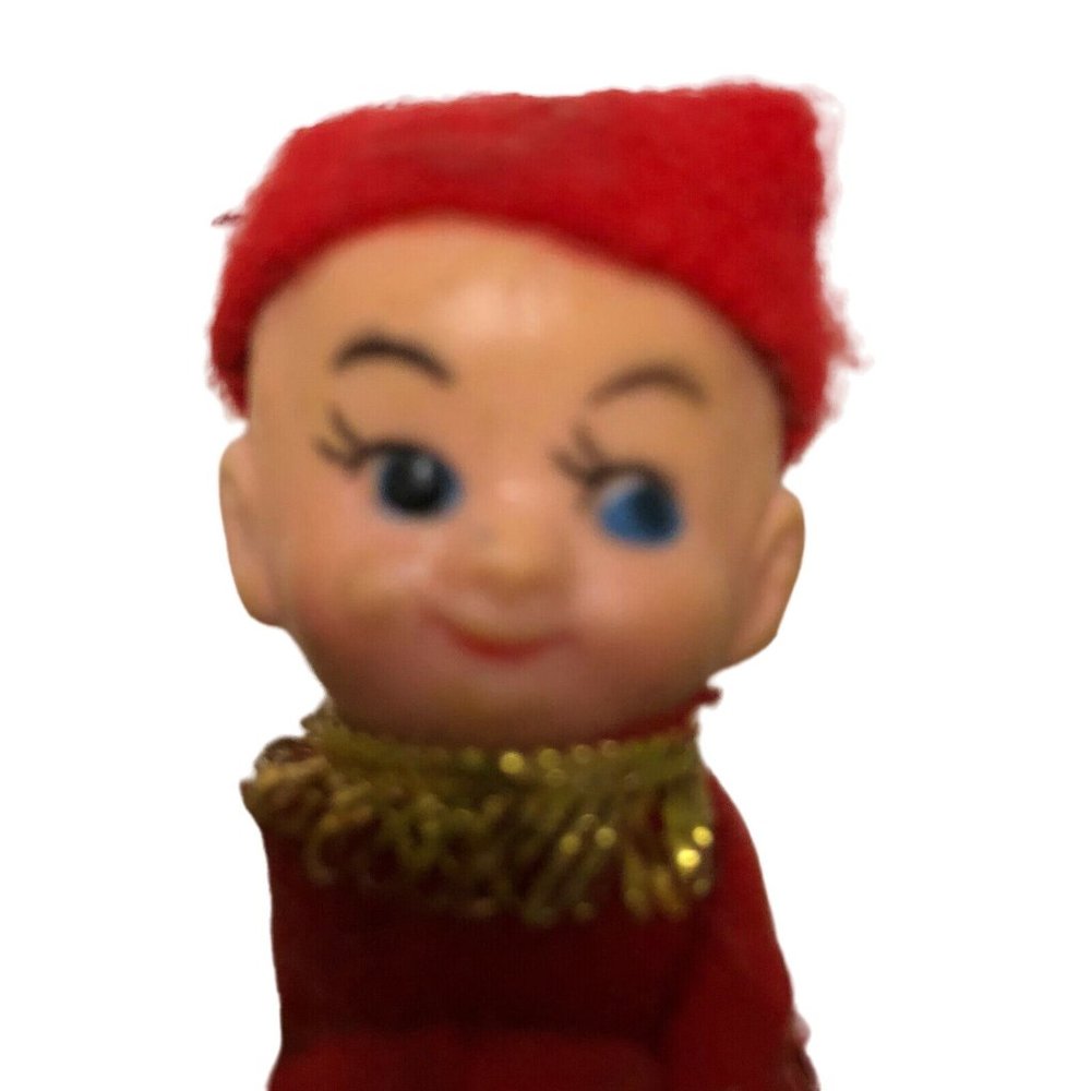 Rare Vintage Plastic Hanging Knee Hugger Elf Christmas Decoration Mistletoe - Picture 6 of 9